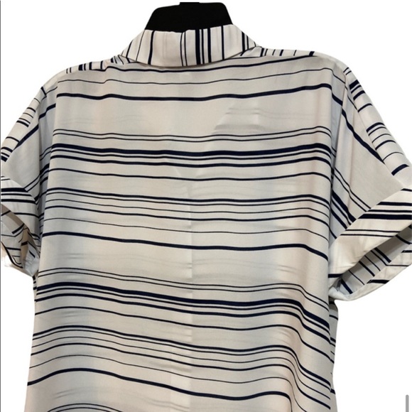 ALFANI white black stripe sheer blouse 10P - Picture 4 of 9